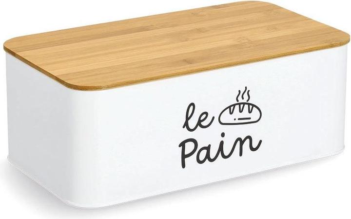 Zeller Present Le Pain" bread bin, metal/bamboo, white