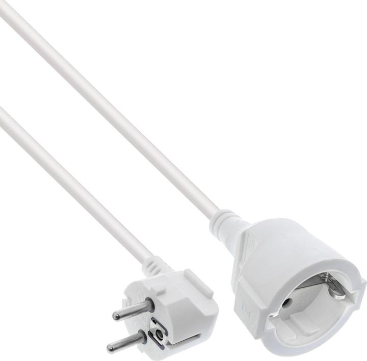 Actual product image InLine Power extension earth contact plug angled / socket, white, 5m (5 m, CEE 7/3)