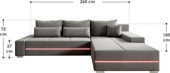 Actual product image Juskys Davos sofa with LEDs & sleep function (Sofa landscape)