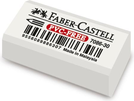 Actual product image Faber-Castell Eraser Vinyl Eraser 7086-30 Product Usage: Pencils, crayons Dimensions: 1.8 x 1.2 x 4.1 cm (...
