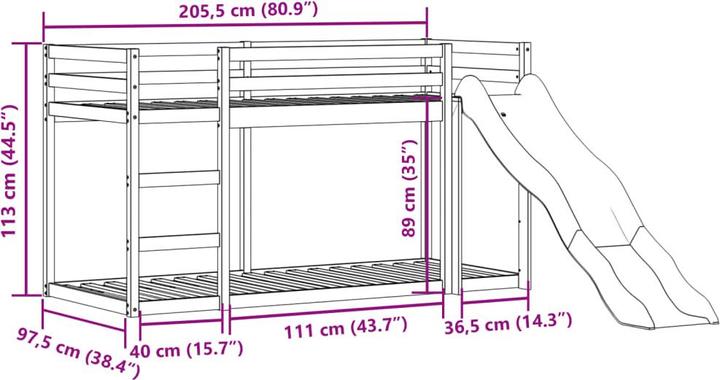 Produktbild vidaXL Etagenbett mit Rutsche und Leiter (90 x 200 cm)