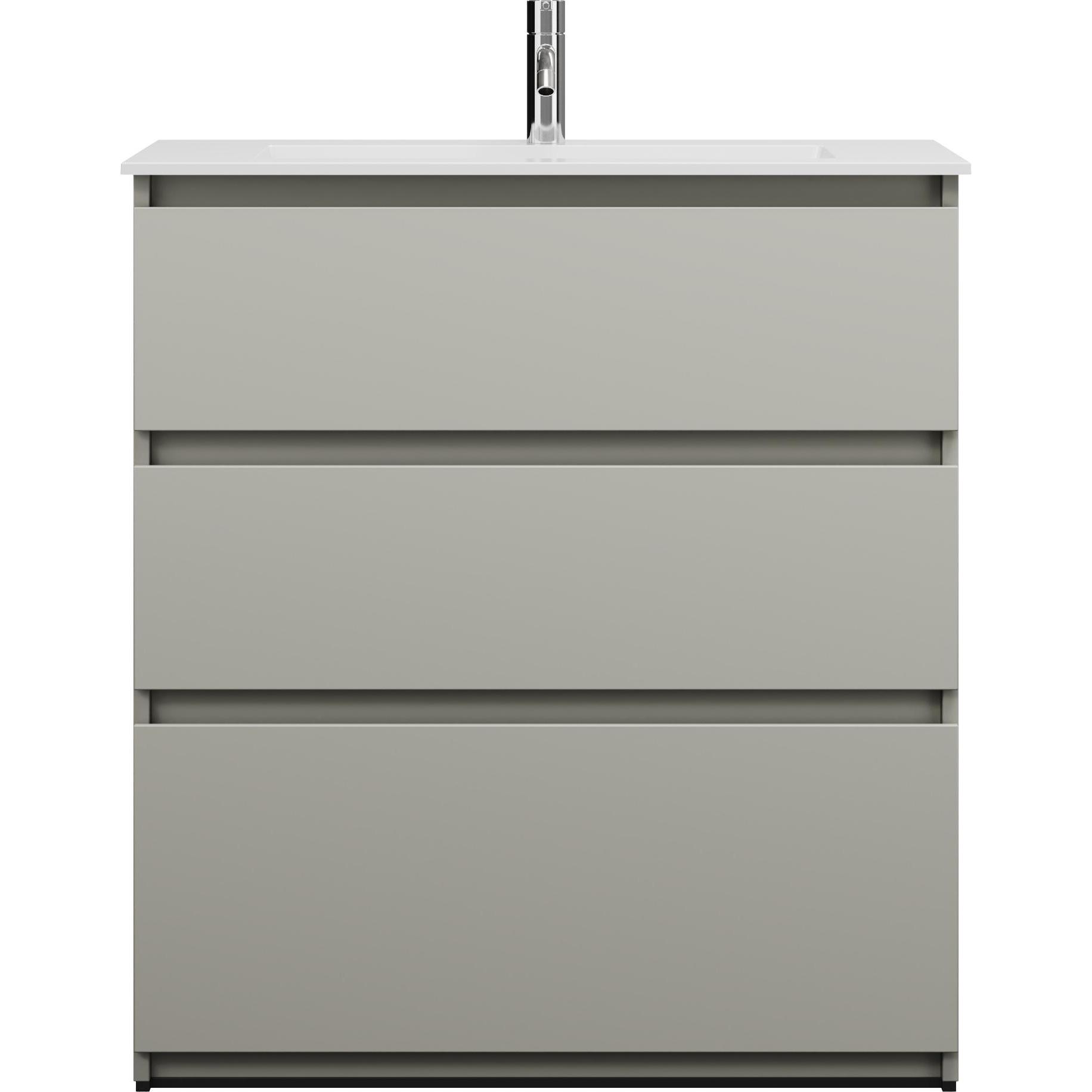burgbad, Badmöbelset, Lin20 Mineralguss-Waschtisch Farbe Weiss Glänzend inklusive Waschtischunterschrank Tiefe 41