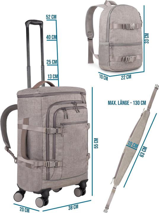 Produktbild Normani Reisetrolley mit kleinem 5L Rucksack und Hüftgurt - 9886 (44 l)