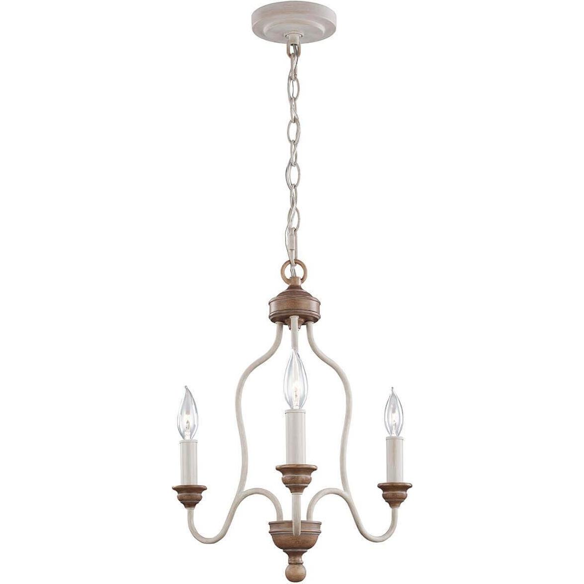 Elstead Lighting, Kronleuchter, Hartsville Kronleuchter E14 3-fach Chalk Washed, Beachwood (41.90 cm)