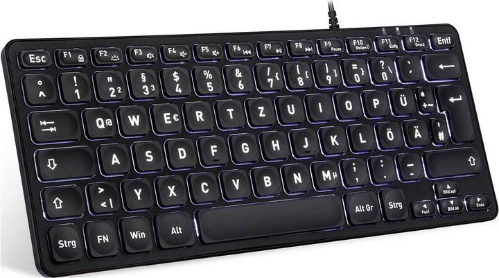 Productafbeelding Perixx PERIBOARD-332B DE, minitoetsenbord, USB bedraad, achtergrondverlichting, zwart (DE, Bedraad)