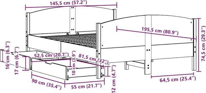 Image du produit vidaXL Bettgestell (140 x 190 cm)