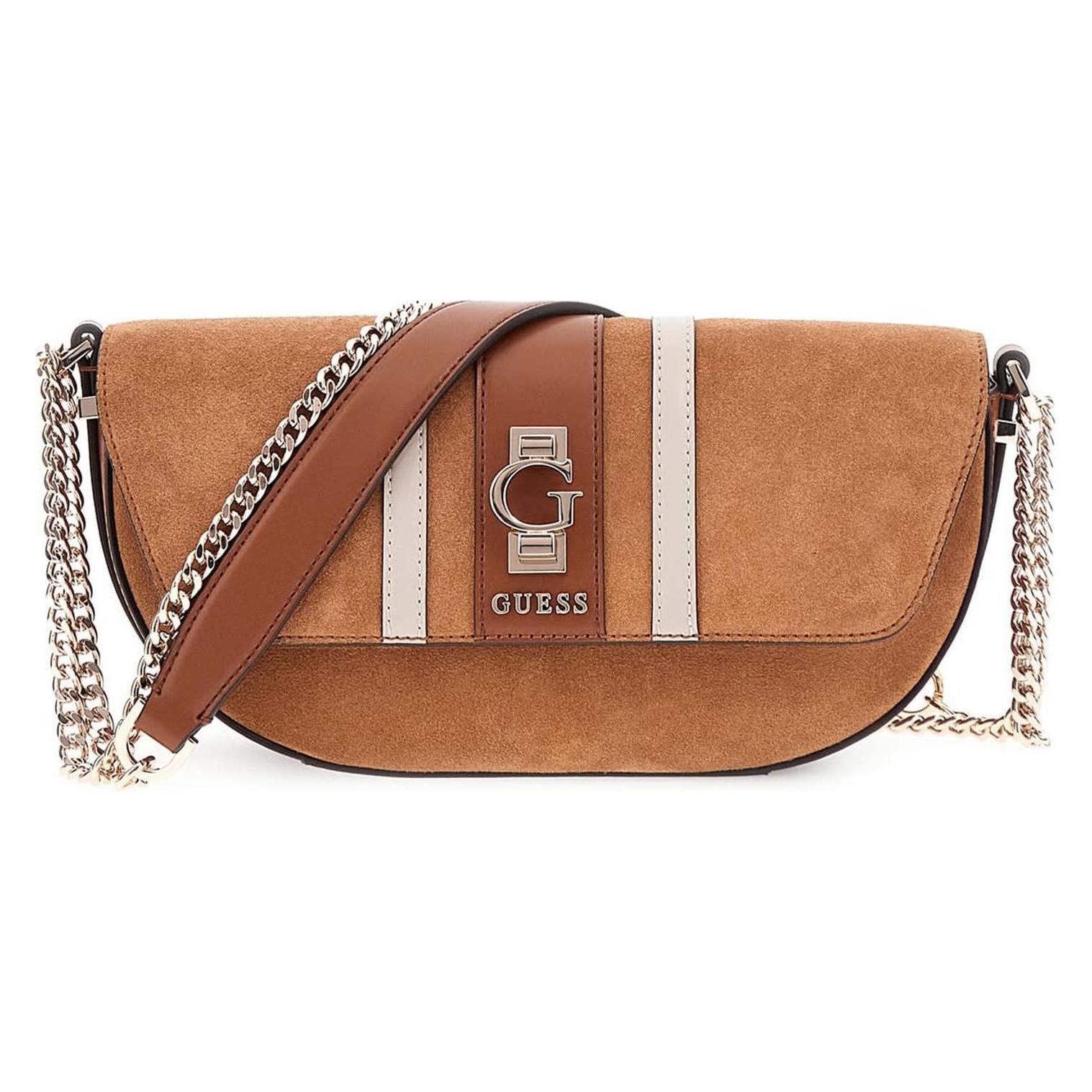 Guess, Damen, Handtasche, Borsa A Tracolla Convertibile Erenia Con Patta, Braun