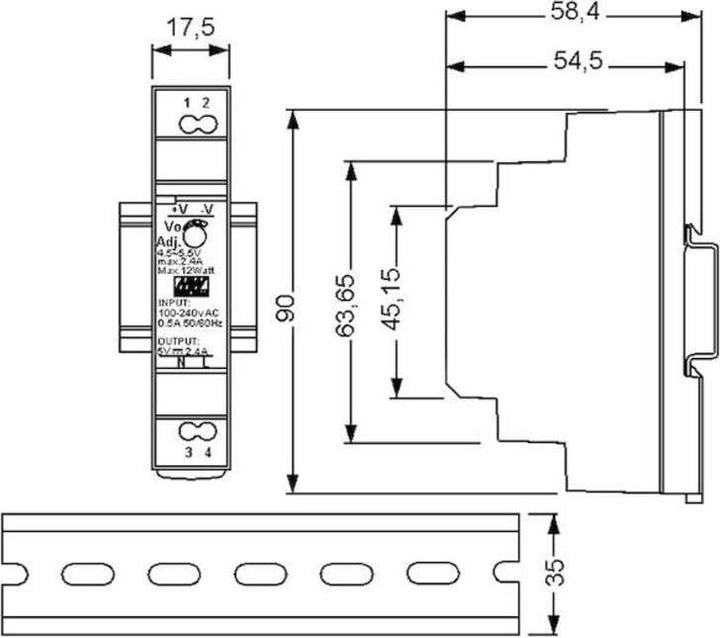 Immagine prodotto MeanWell HDR-15-5 Alimentatore e convertitore di tensione 15 W