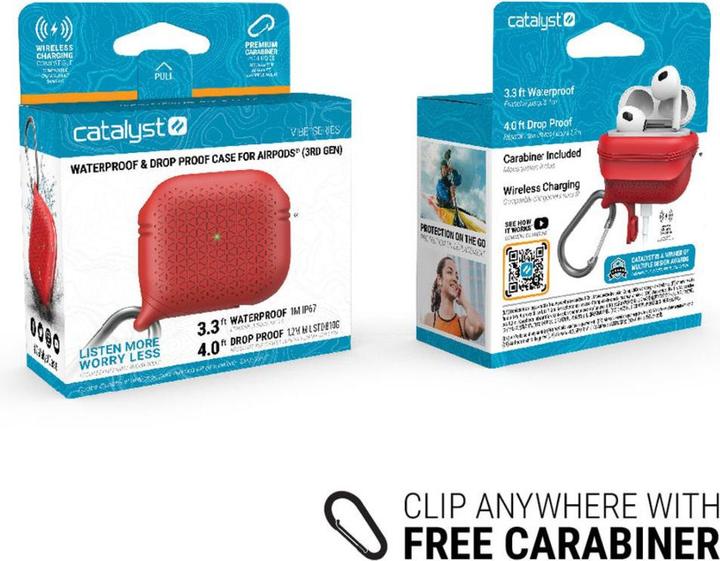Actual product image Catalyst Vibe Waterproof Protective Case for AirPods, Red (Headphone bag)