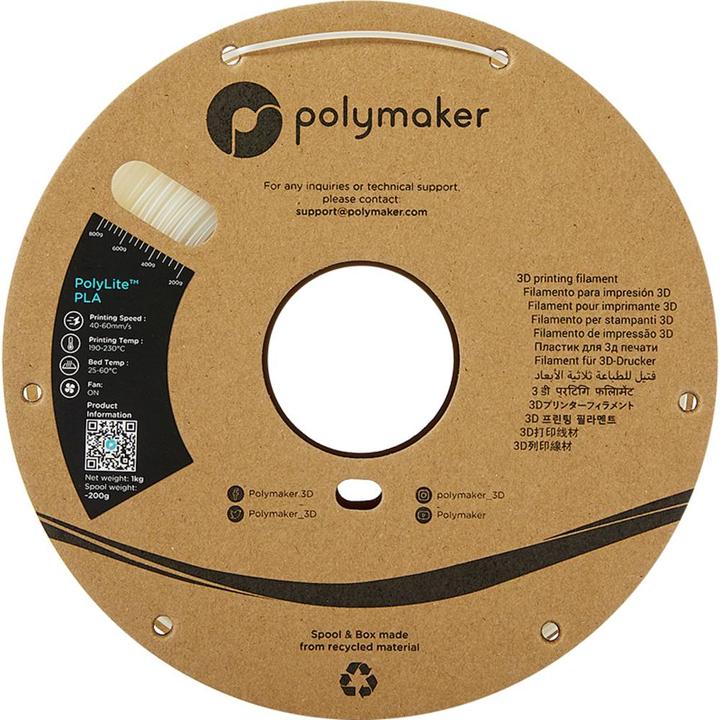 Actual product image Polymaker PolyLite PLA V2 - Natural - 1.75mm (PLA, 1.75 mm, 1000 g, Brown)