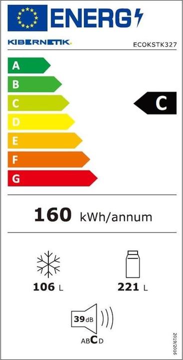 Etichetta energetica Kibernetik ECOKSTK327 (327 l)