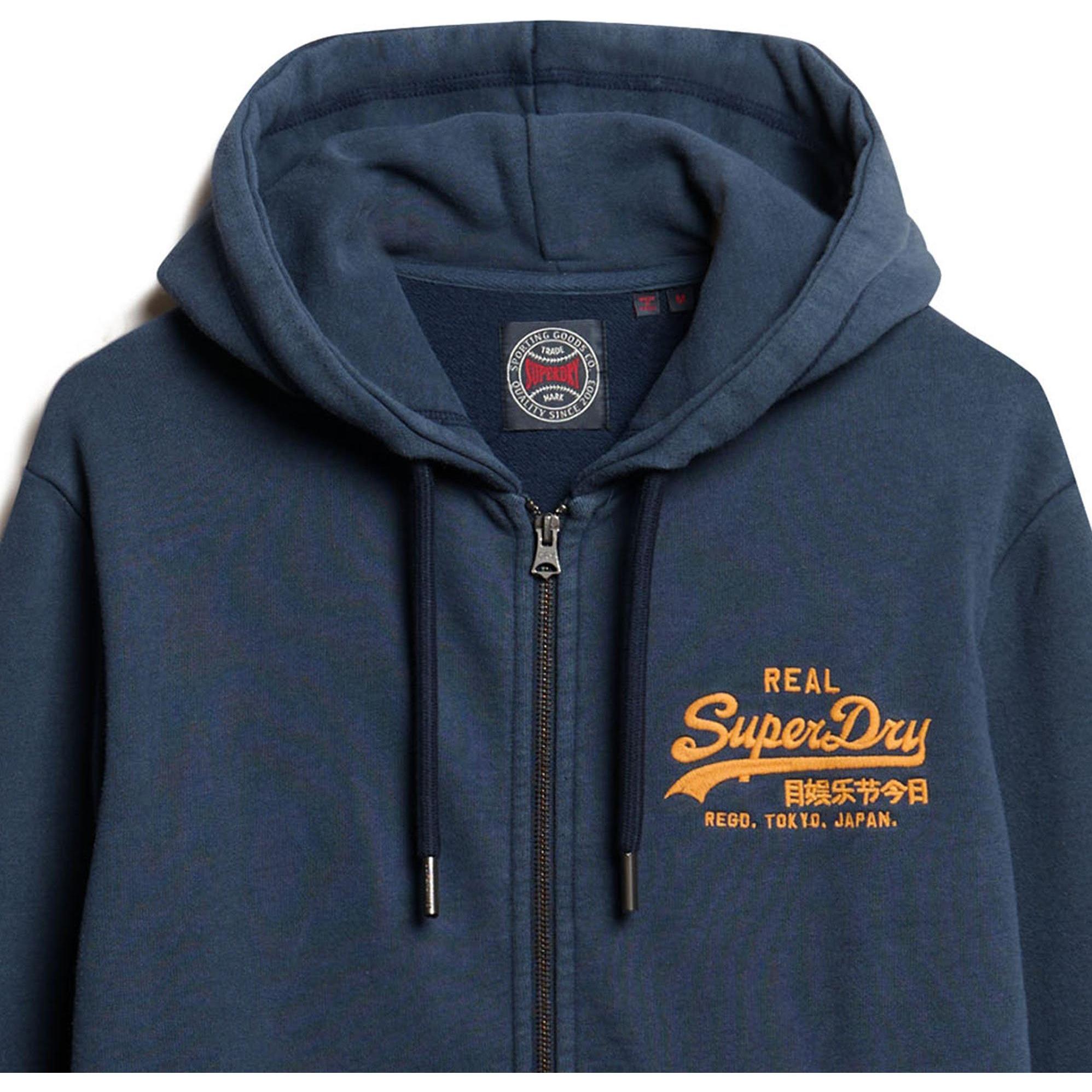 Superdry, Herren, Pullover, VI Embroidered Ziphood, Blau, (L)