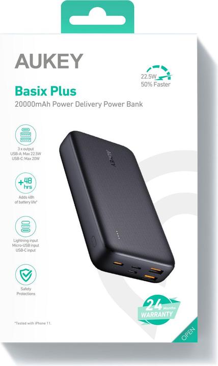 Immagine prodotto Aukey Basix Plus (20000 mAh, 22.50 W, 74 Wh)