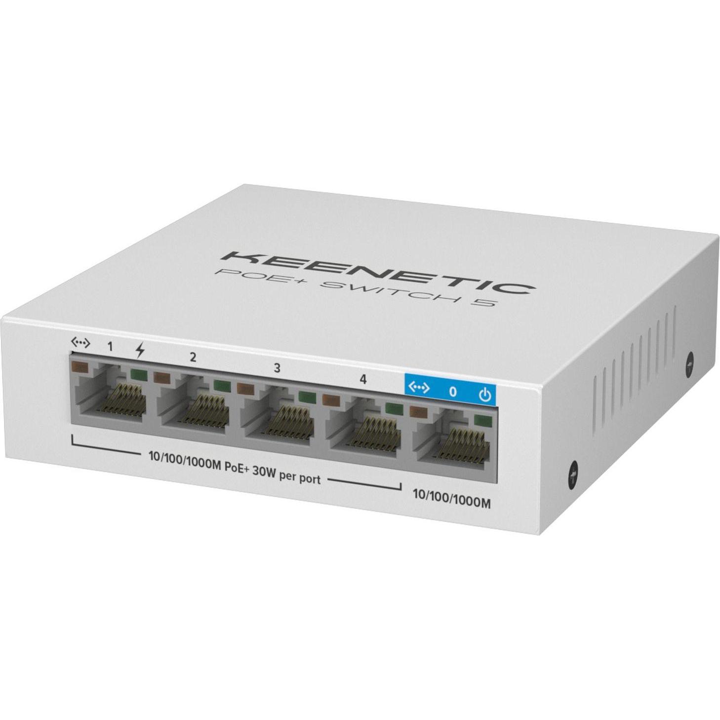 Keenetic Switch Poe+ 5 Ue Switch Poe+ 4 Porte + 1 Uplink (5 Porte), Switch Di Rete, Bianco