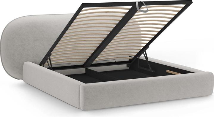 Actual product image Micadoni Storage Bed With Headboard, "Ovalo", Light Grey, 234x230x96 Made in Europe (140 x 200 cm)