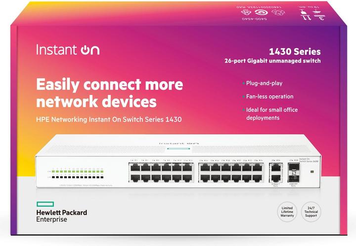 Actual product image HPE Aruba Instant On 1430 2SFP Switch R8R50A (26 Ports)