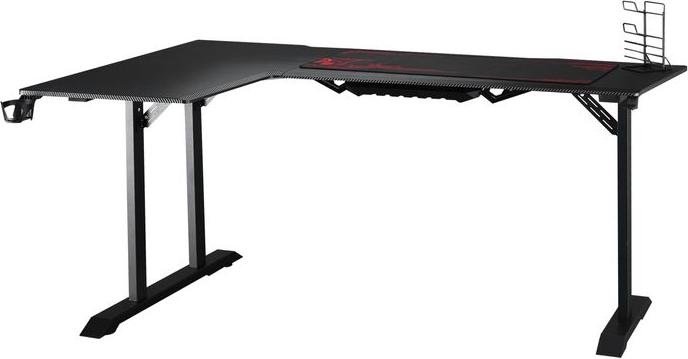 Produktbild Swisshandel24 Gaming Tisch Schreibtisch L-förmige mit Kopfhörerhaken Getränkehalterung MDF Metall Schwarz+Rot 168x