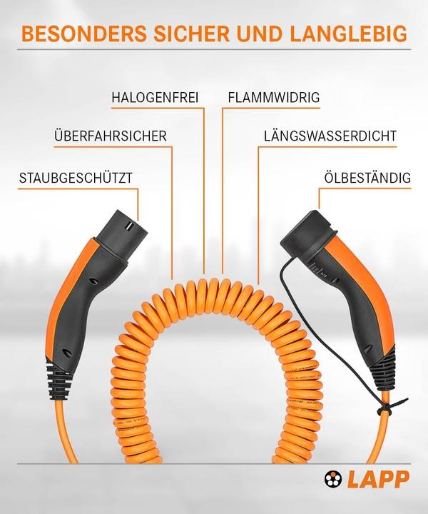 Actual product image Lapp Mobility Spiral charging cable (Type 2, 11 kW, 20 A, 5 m)