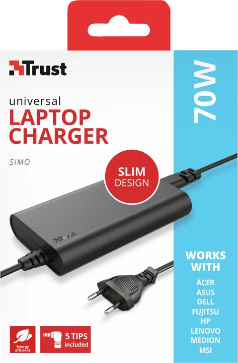 Actual product image Trust Simo Slim Laptop Charger 70w (70 W)