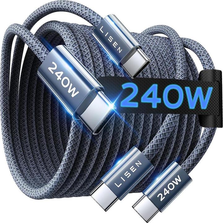 Produktbild Lisen - Data Cable (YL0123070023) - Type-C to Type-C, 240W, Nylon-Braided - Black (2 m, 240 W)