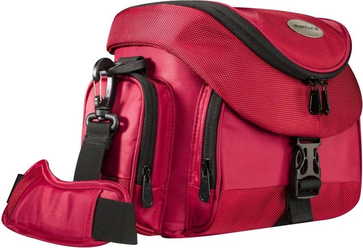 mantona premium Sac photo rouge/noir (Sac à bandoulière pour appareil photo, 1 l)