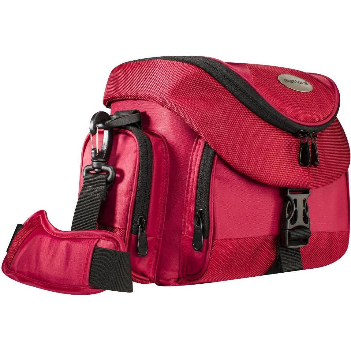 mantona premium Fototasche rot/schwarz (Kamera Schultertasche, 1 l), Kameratasche, Rot