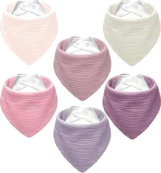 Milkii 6er-Pack Baby-Dreiecks-Lätzchen aus Musselin- & Frotte-Baumwolle