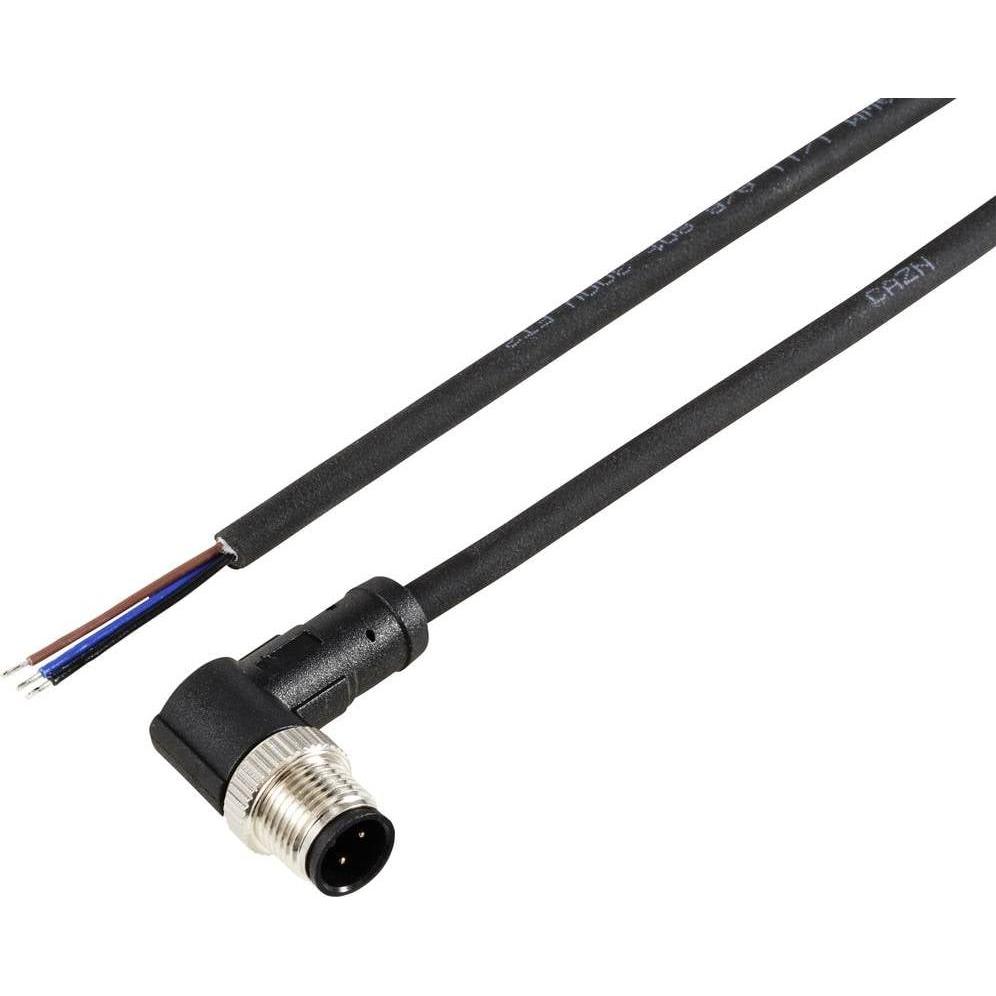 Tru Components TC-12833092 Sensor-/Aktor-Anschlussleitung M12 Stecker, gewinkelt, Elektronikkabel + Stecker, Schwarz
