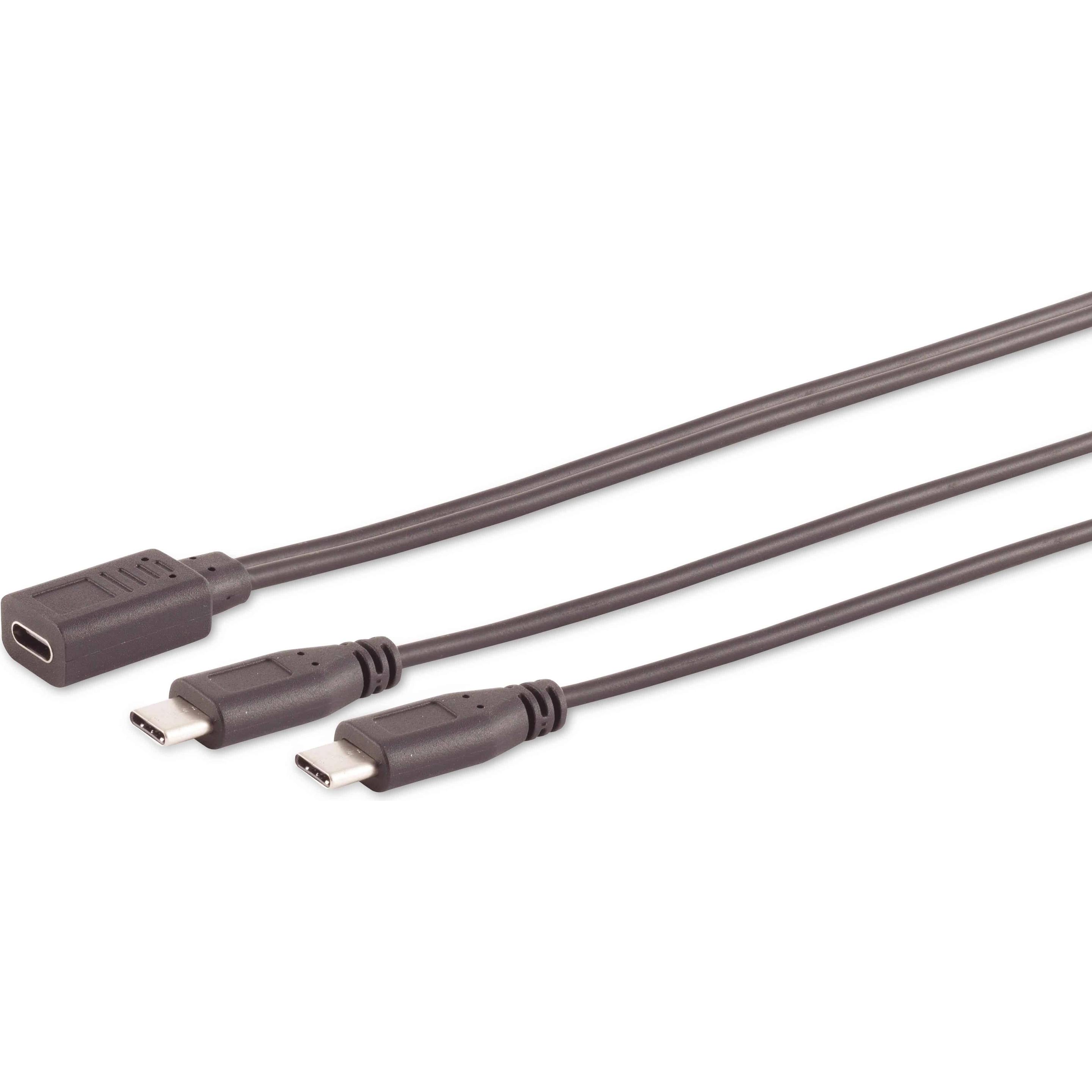 Shiverpeaks S/CONN maximum connectivity Adapter, USB C Buchse auf 2x USB C Stecker, Y-Kabel, 2.0, schwarz, 0,3m (0.30 m,...