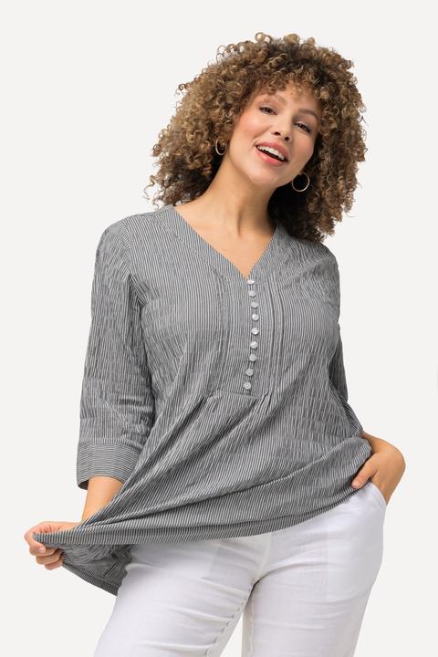 Actual product image Ulla Popken Textured Stripe Pintuck Blouse (50, 52)