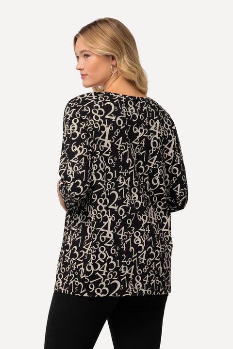 Actual product image Ulla Popken Number Print 3/4 Sleeve Tee (50, 52)
