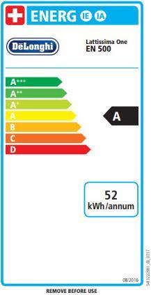 Energie-Label De'Longhi Lattissima One (NESPRESSO Original)