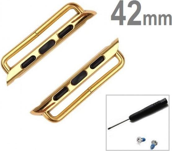 Actual product image Hermex Apple Watch 44mm / 42mm 2x bracelet adapter coupler + screwdriver GOLD (42 mm, 44 mm, Burnished, Stainless steel)
