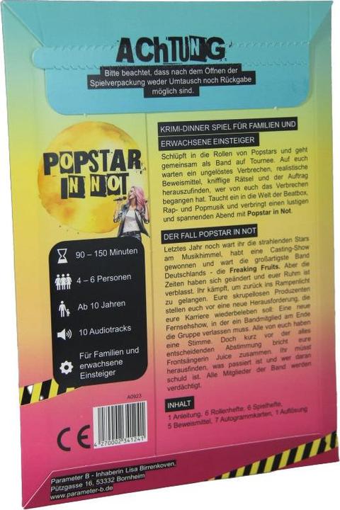 Immagine prodotto Parameter B Popstar in difficoltà - cena con delitto (Tedesco)