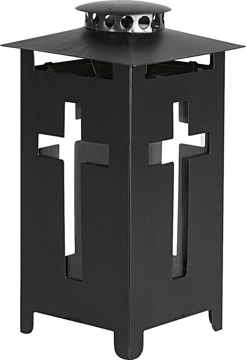 Actual product image Grave lantern metal with cross 14x14x25cm black (14 x 14 x 25 cm, 1 x)
