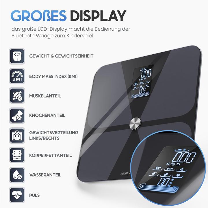 Produktbild Heldenwerk Personenwaage mit App (180 kg)