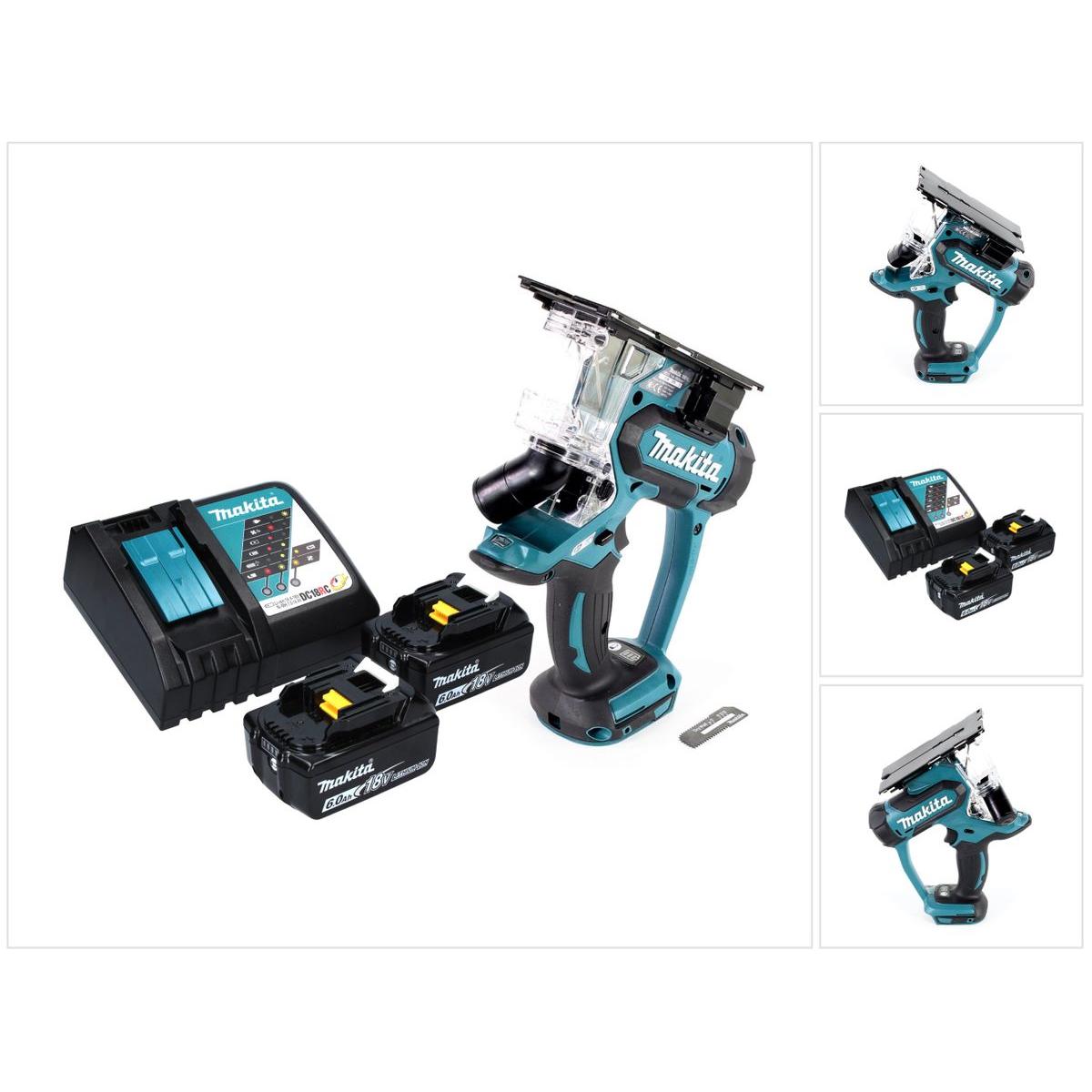 Makita, Stichsäge, DSD 180 RG Akku Gipskartonsäge 18 V + 2x Akku 6,0 Ah + Ladegerät