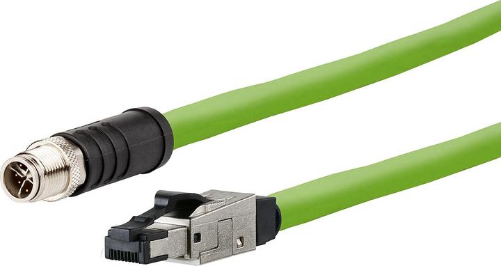 Produktbild Metz Connect 142M6X18010 M12 Netzwerkkabel, Patchkabel CAT 6a SF/UTP 1m Grün PUR-Mantel, Säurebest (SF/UTP, CAT6a, 1 m)