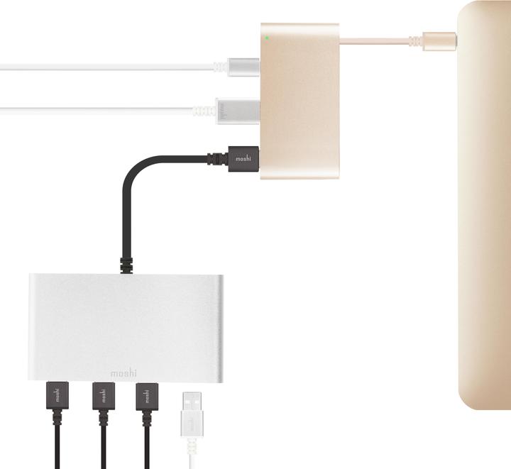 Actual product image Moshi USB-C Multiport Adapter Gold (USB-C, 3 ports)