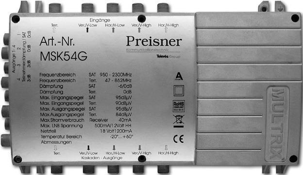 Produktbild Televes MSK54G Kabel-Splitter-/Verbinder Grau Kabelspalter oder -kombinator (95 dB, Stecker und Verbinder)