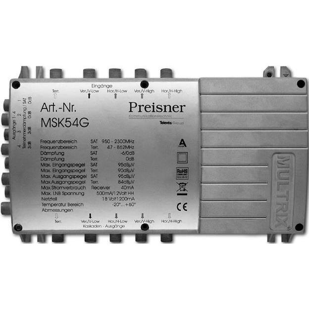 Televes MSK54G Kabel-Splitter-/Verbinder Grau Kabelspalter oder -kombinator (95 dB, Stecker und Verbinder), Antennenkabe...
