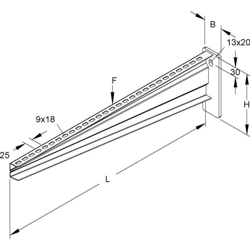 Thumbnail - Niedax, Leitungsführung Zubehör, WANDAUSLEGER STANDARD KTA700 150X710MM FEUERVERZINKT