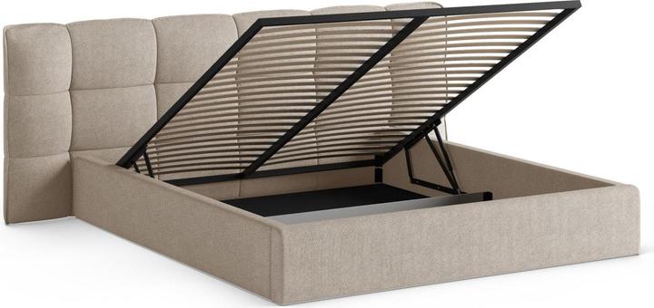 Actual product image Micadoni Boucle Storage Bed with Headboard, "Eric", Dark Beige, 225x270x104 Made in Europe (180 x 200 cm)