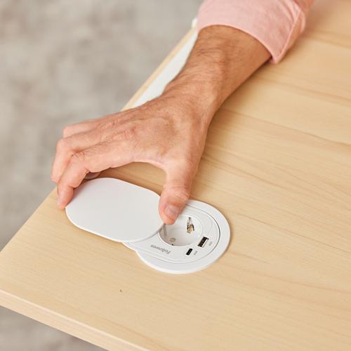 Actual product image Fellowes Einbausteckdose Schreibtisch 230V USB-A,USB-C weiss (1x, Type 13, 2 m)