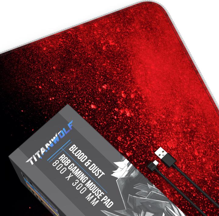 Image du produit Titanwolf Tapis de souris de jeu RGB, tapis de souris XL 800 x 300mm améliore la précision et la vitesse, Sang