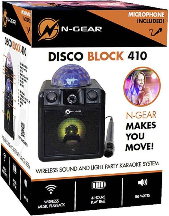 Produktbild N-Gear DISCO410 ( ) Karaoke & Party Bluetooth Lautsprecher mit Discokugel, Lichteffekten & Mikrofon (6 h)