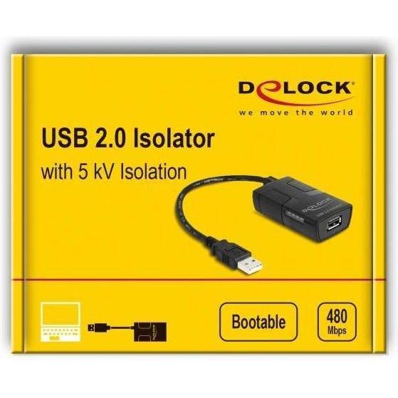 Thumbnail - Delock Isolator USB 2.0 Typ-A Stecker zu Buchse mit 5 kV Iso (0.15 m, USB 2.0), USB Kabel