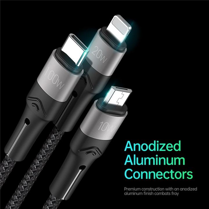 Produktbild Duzzona 3 in 1 USB Ladekabel (1.30 m, 100 W)