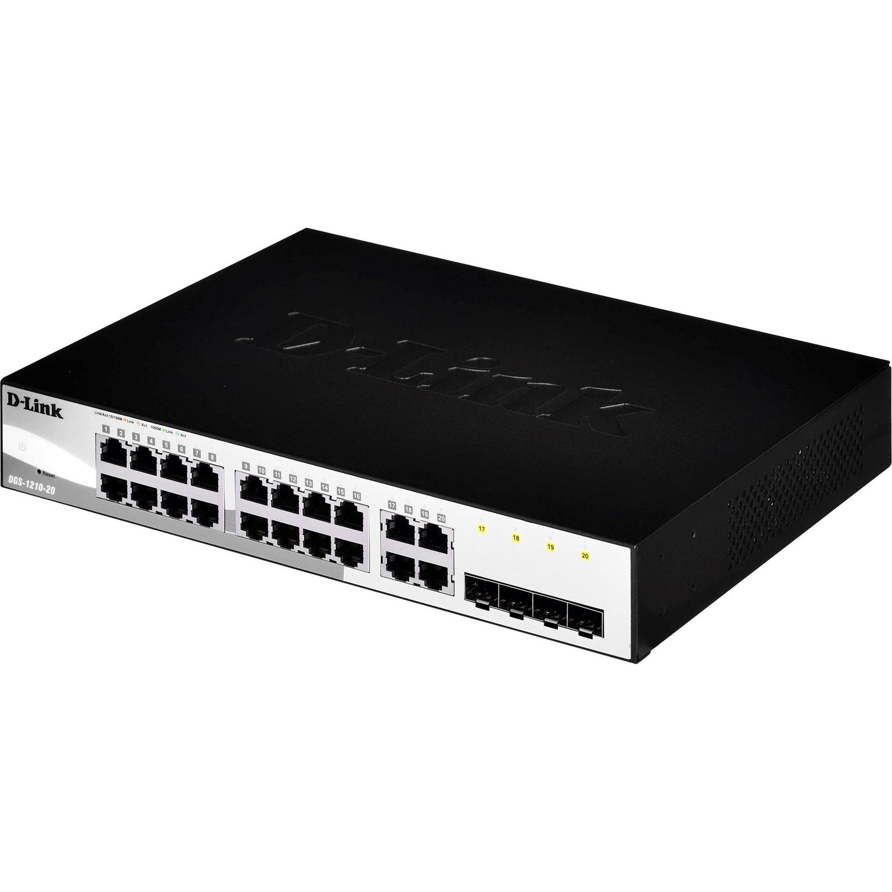 D-Link Dgs-1210-20 (20 Ports), Netzwerk Switch, Schwarz