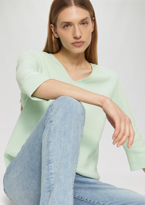 Image du produit S.Oliver Sweatshirt Strukturiertes Sweatshirt aus Baumwollmix mit 3/4-Ärmeln (42)
